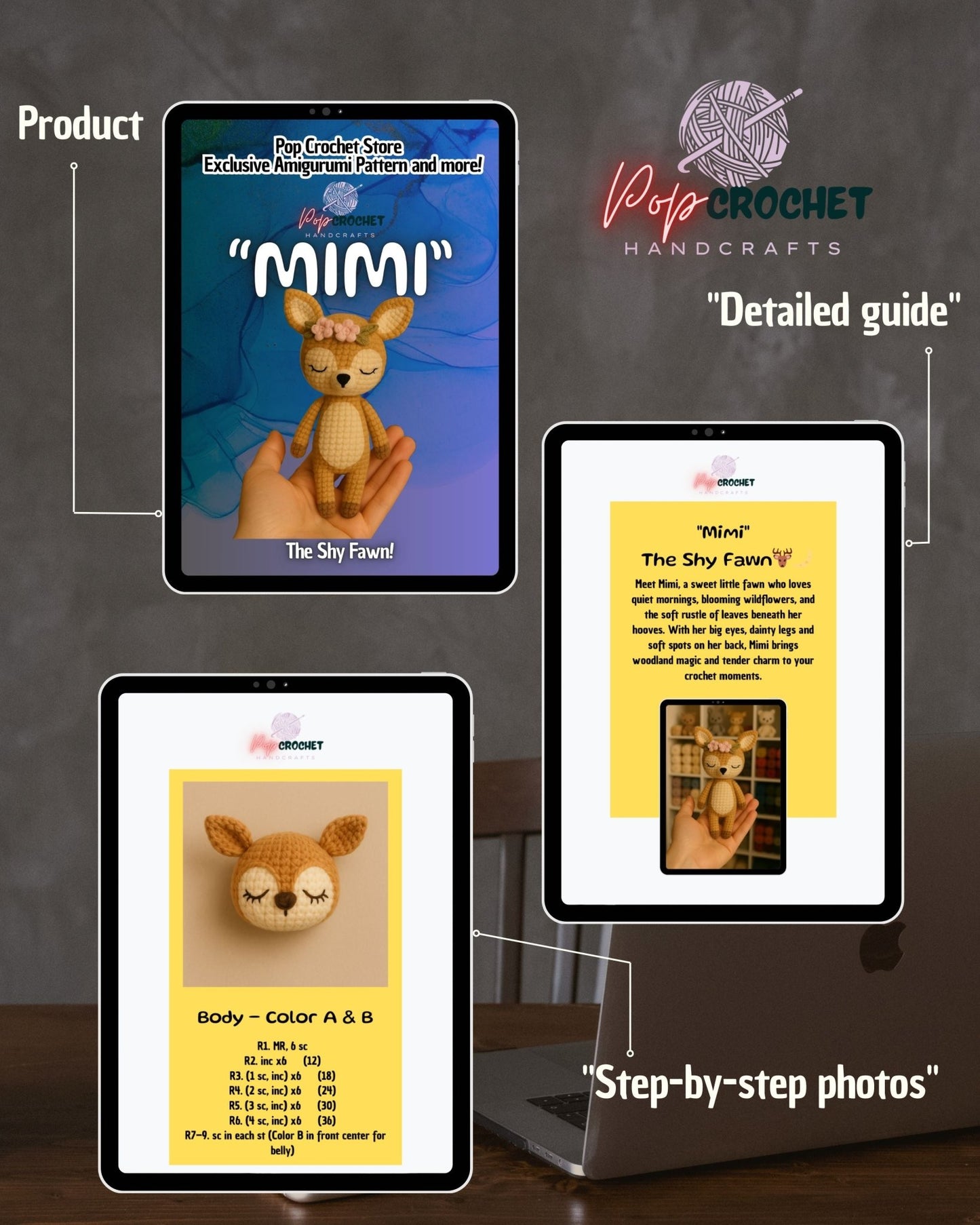 Mimi the Shy Fawn 🦌 Digital Download - Pop Crochet Store – Exclusive Amigurumi Pattern and more!
