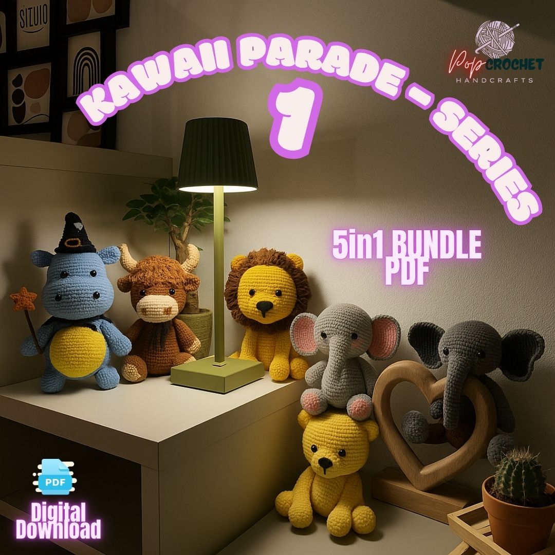 🎈 Kawaii Parade – Series 1 (5 - in - 1 PDF Bundle) - 33% OFF! - Pop Crochet Store – Exclusive Amigurumi Pattern and more!