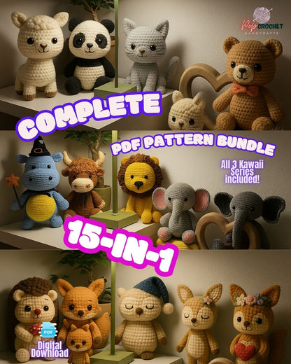 🎉 Kawaii Parade – The Complete 15 in 1 PDF Pattern Bundle 60% OFF - Pop Crochet Store – Exclusive Amigurumi Pattern and more!