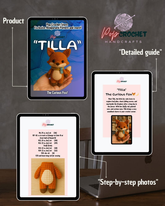 Tilla the Curious Fox🦊 🌙 Digital Download - Pop Crochet Store – Exclusive Amigurumi Pattern and more!